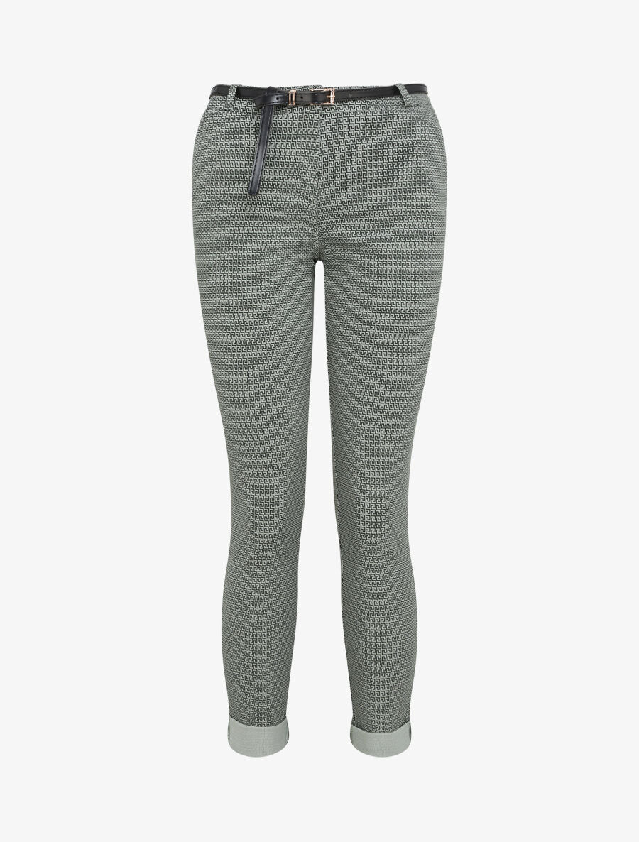 Pantalon 7/8 imprimé grec à revers - Kaki - 1