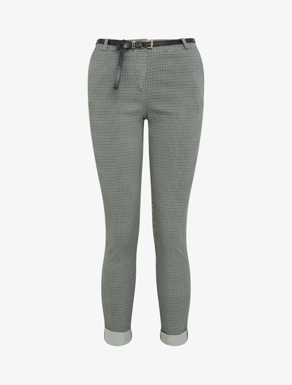 Pantalon 7/8 imprimé grec à revers - Kaki - 1