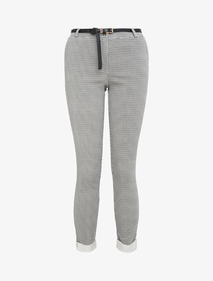 Pantalon 7/8 imprimé grec à revers - Crème - 4