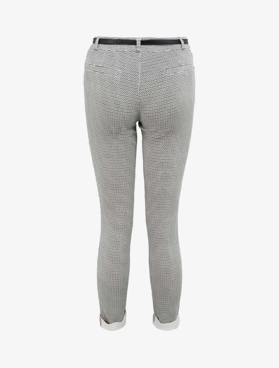 Pantalon 7/8 imprimé grec à revers - Crème - 2
