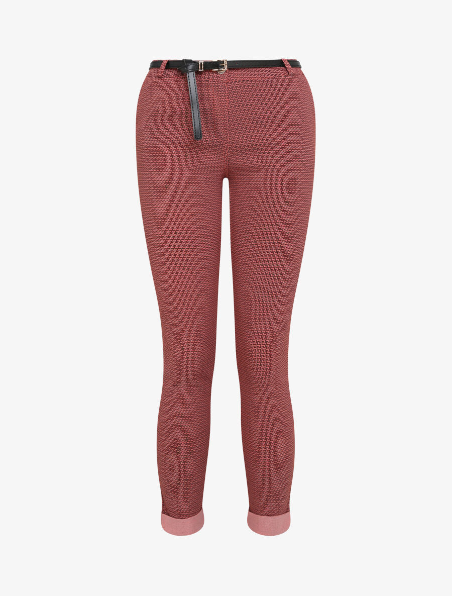 Pantalon 7/8 imprimé grec à revers - Rouge brique - 4