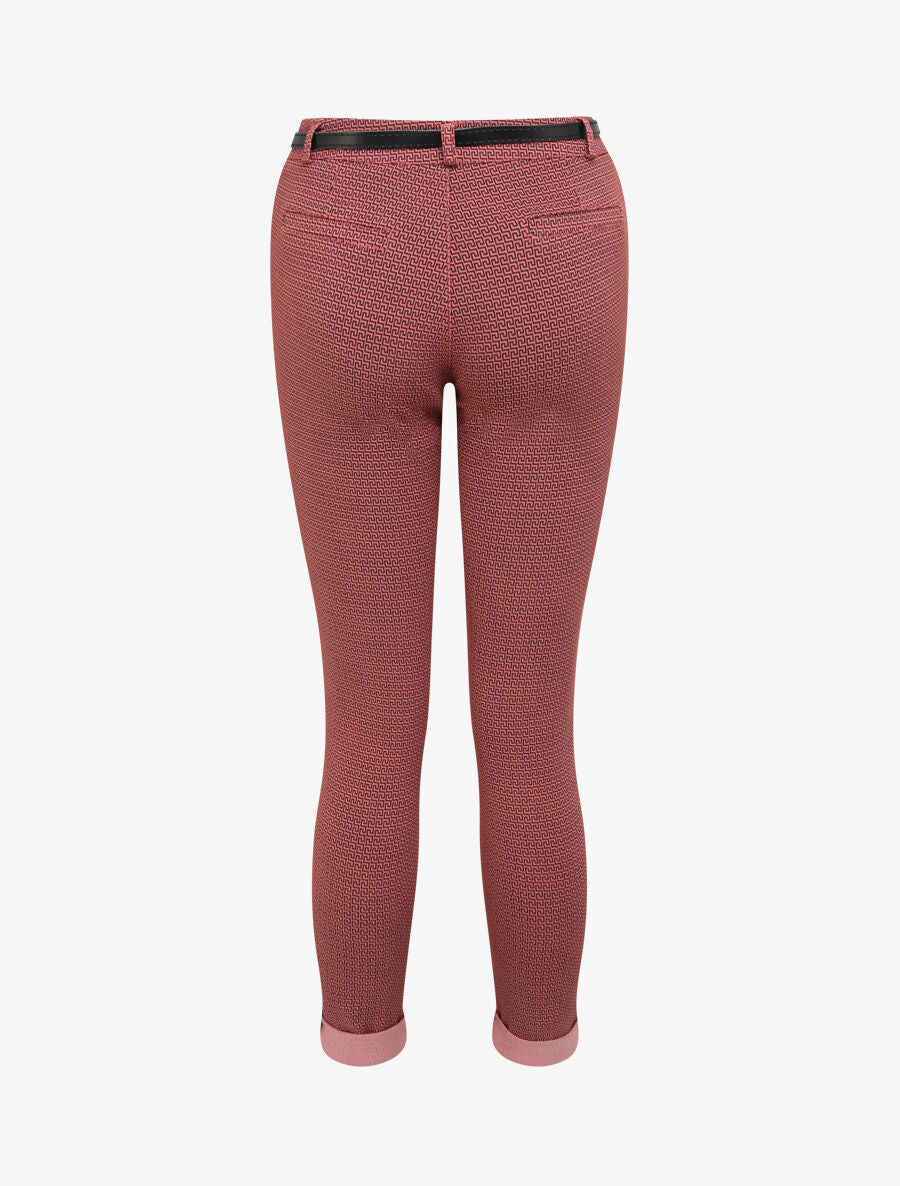 Pantalon 7/8 imprimé grec à revers - Rouge brique - 2