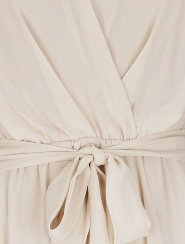 Robe longue unie à voile - Beige - 3