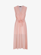 Robe longue unie à voile - Rose - 1