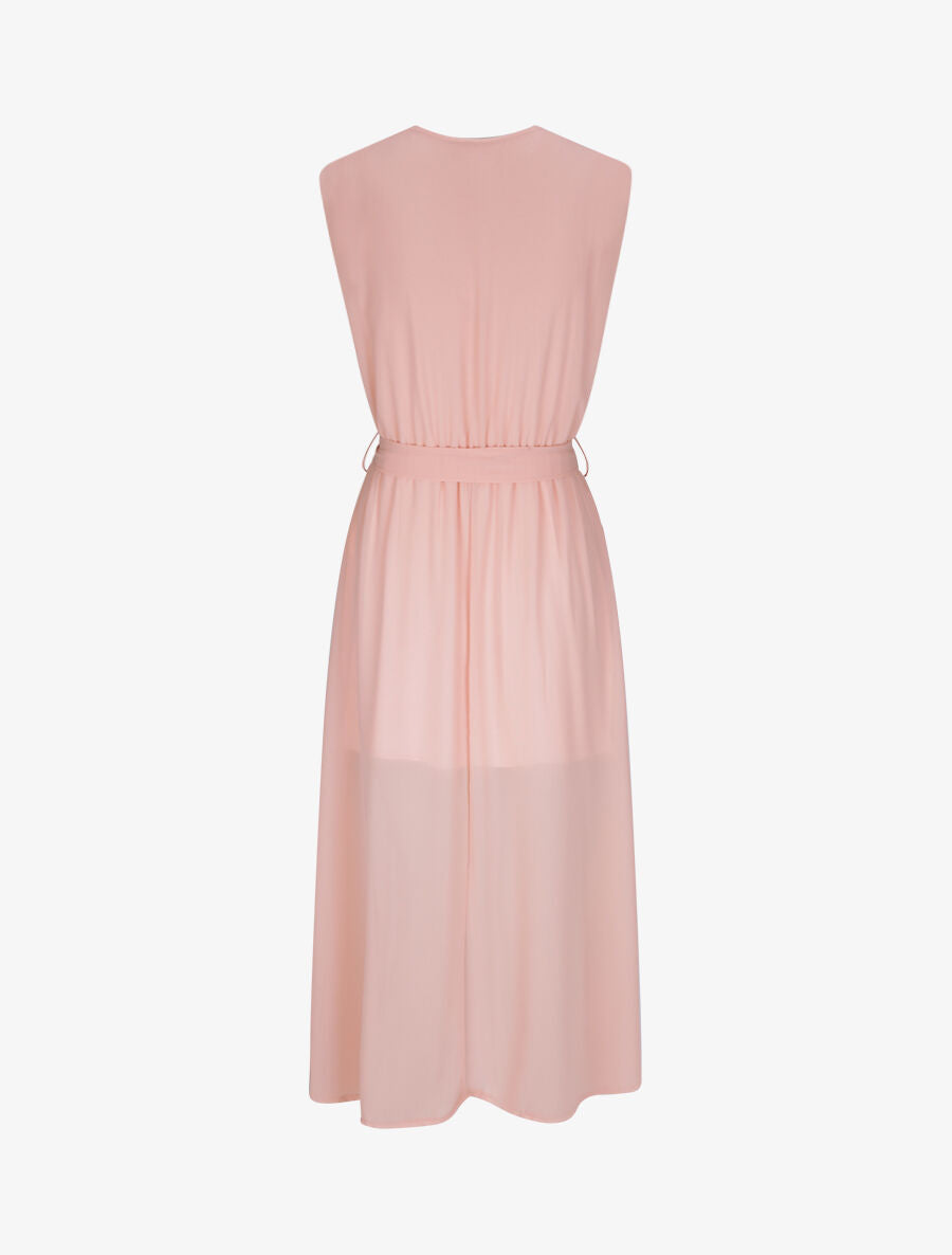 Robe longue unie à voile - Rose - 2