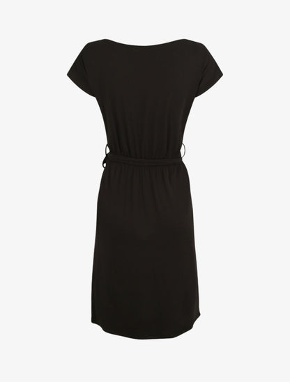 Robe mi-longue cintrée style portefeuille - Noir - 2