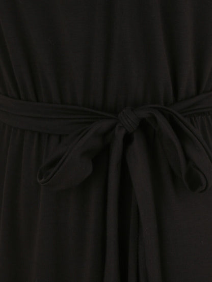 Robe mi-longue cintrée style portefeuille - Noir - 3