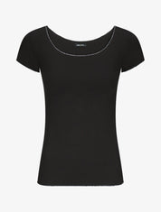 T-shirt stretch à bords irisés - Noir - 1