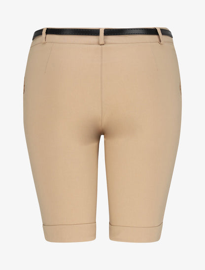 Bermuda uni taille haute - Camel - 2