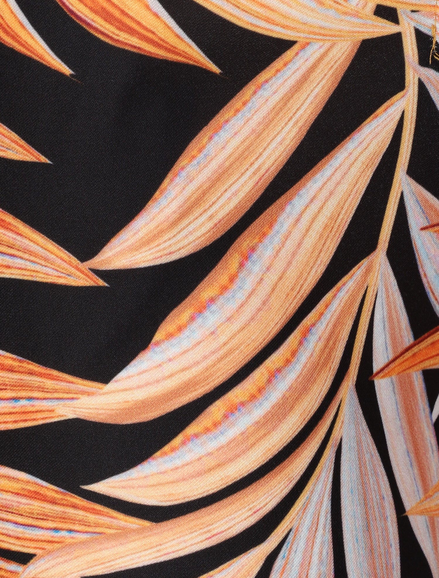 Bermuda à ourlets imprimé feuilles tropicales - Orange - 3