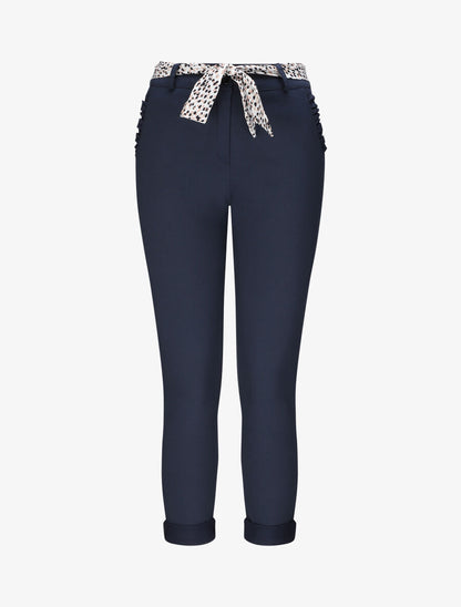 Pantalon chino droit à poches volantées - Marine - 4