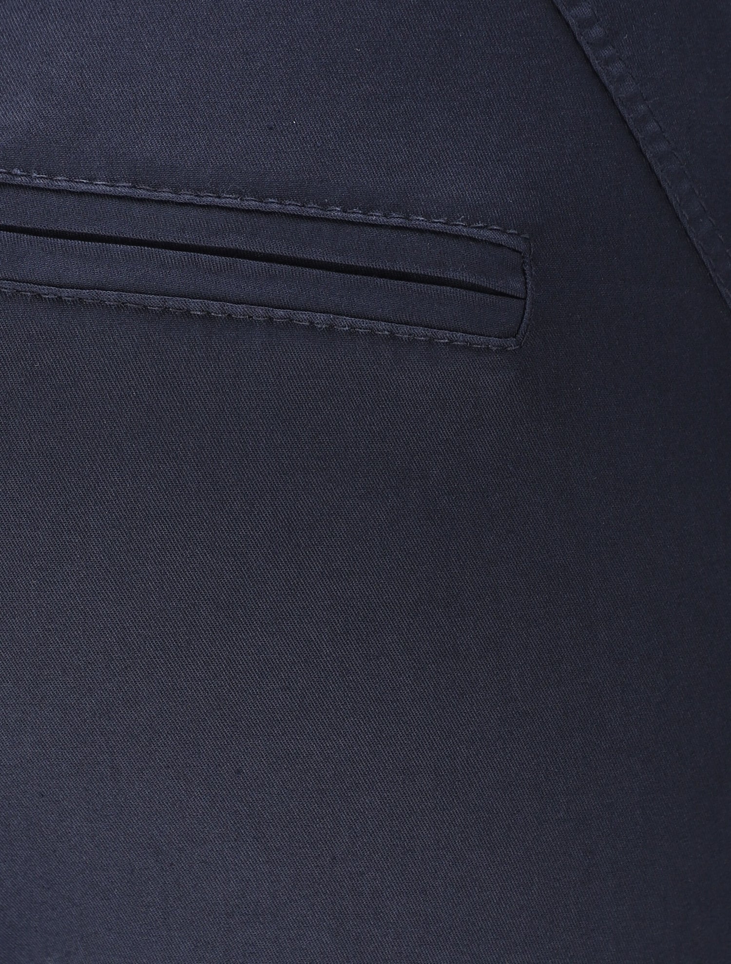 Pantalon chino taille haute uni en coton mélangé - Marine - 3
