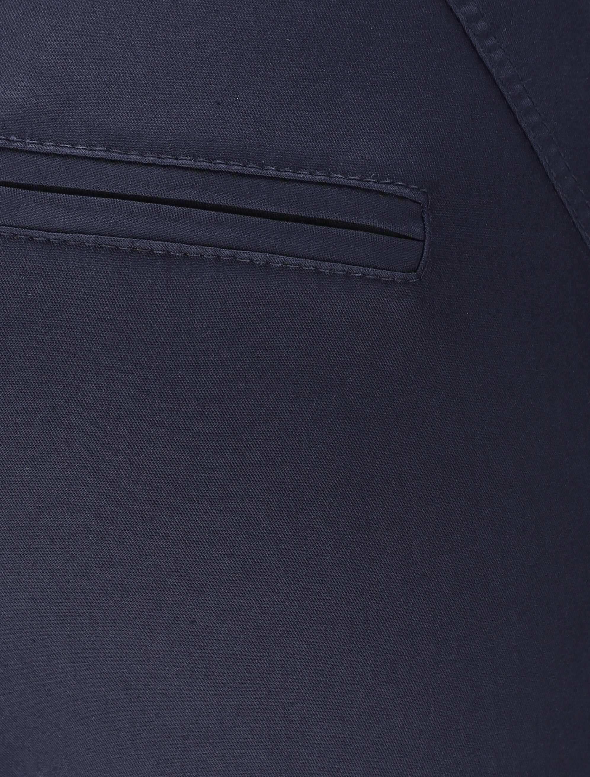 Pantalon chino taille haute uni en coton mélangé - Marine - 3