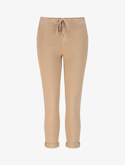 Pantalon droit taille haute froncée - Camel - 4
