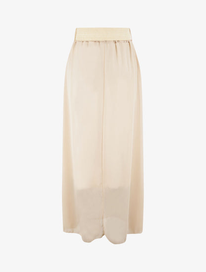 Jupe longue évasée en voile uni - Beige - 2