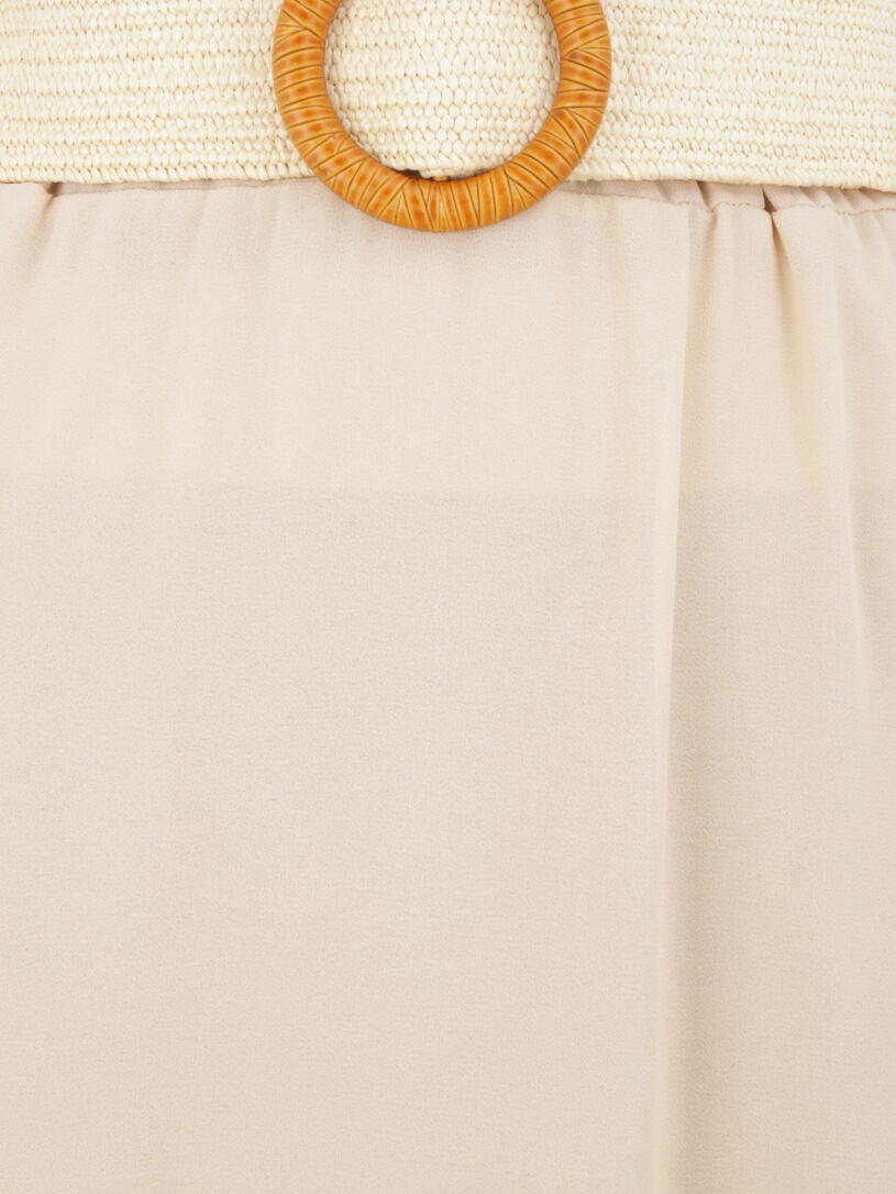 Jupe longue évasée en voile uni - Beige - 3