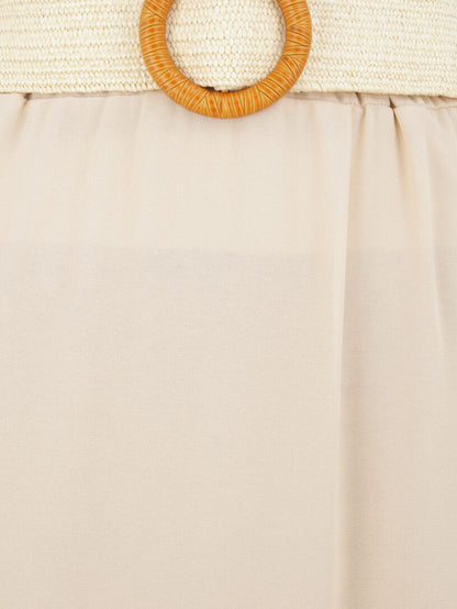 Jupe longue évasée en voile uni - Beige - 3