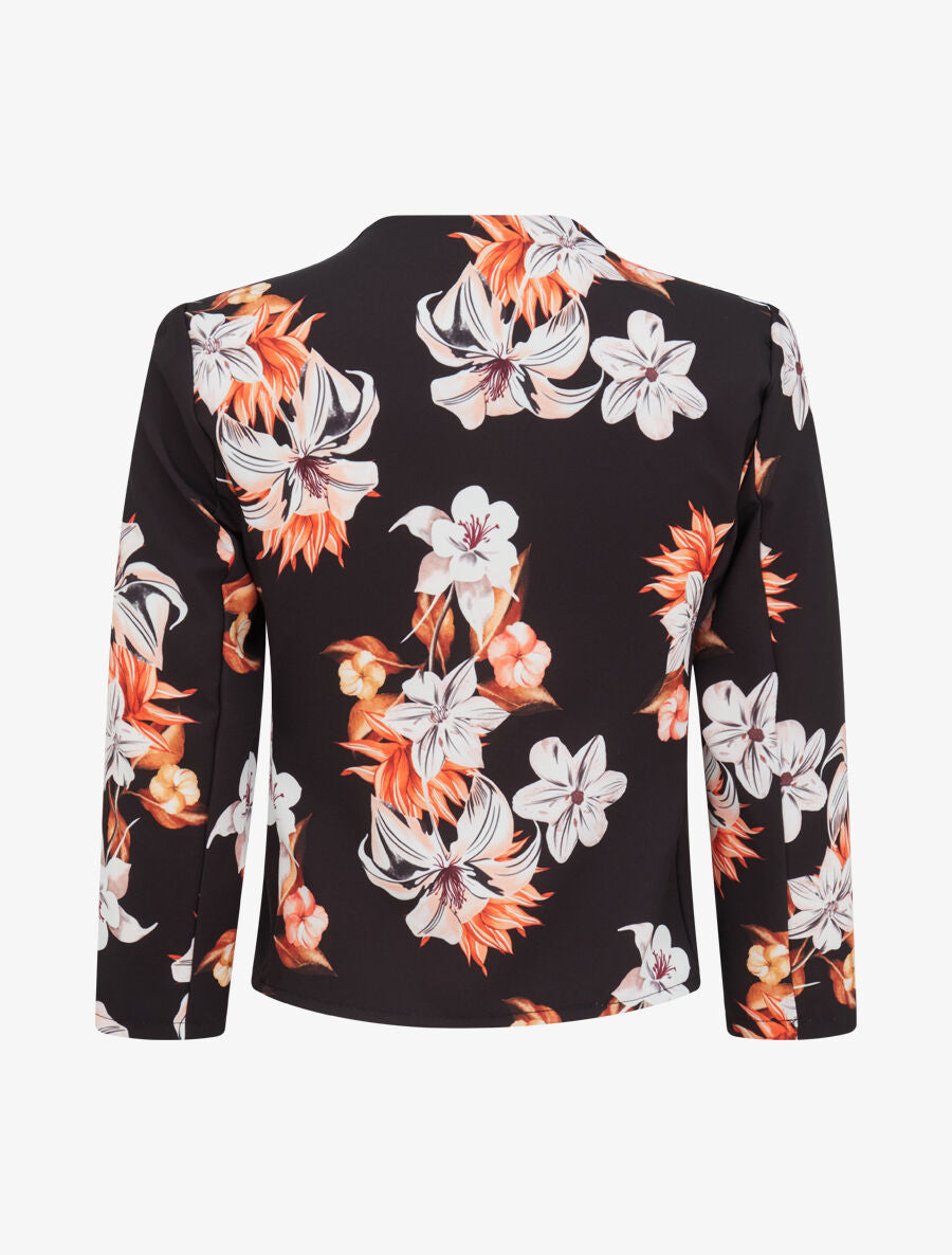 Veste courte à imprimé fleurs de lys - Noir - 2