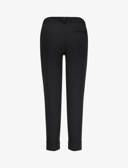 Pantalon uni à revers - Noir - 2