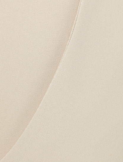 Pantalon uni à revers - Beige - 3