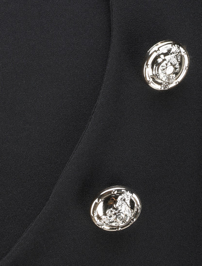 Pantalon droit à boutons et taille stylisés - Noir - 3