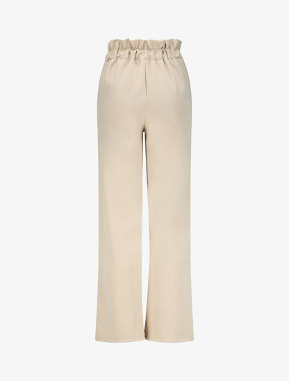 Pantalon droit à boutons et taille stylisés - Beige - 2