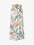 Jupe longue en voile imprimé fleurs tropicales - Blanc - 1