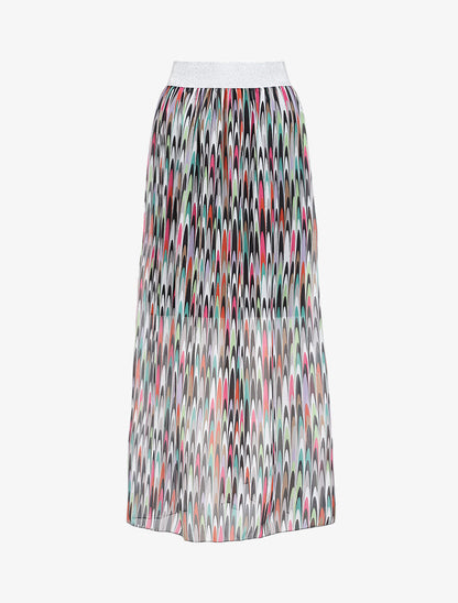 Jupe longue à imprimé rétro et ceinture irisée - Noir - 1