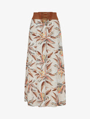 Jupe longue à imprimé fleurs de lys - Beige - 1