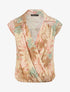 Top en voile sans manches imprimé végétal - Beige - 4