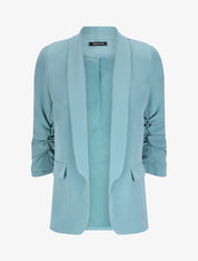Blazer coupe droite à manches 3/4 froncées - Turquoise - 4