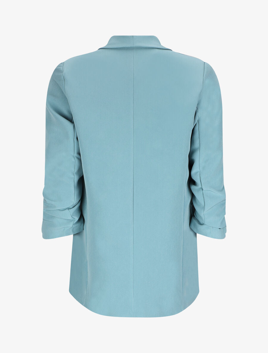 Blazer coupe droite à manches 3/4 froncées - Turquoise - 2