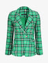Blazer croisé à épaulettes imprimé carreaux - Vert - 3