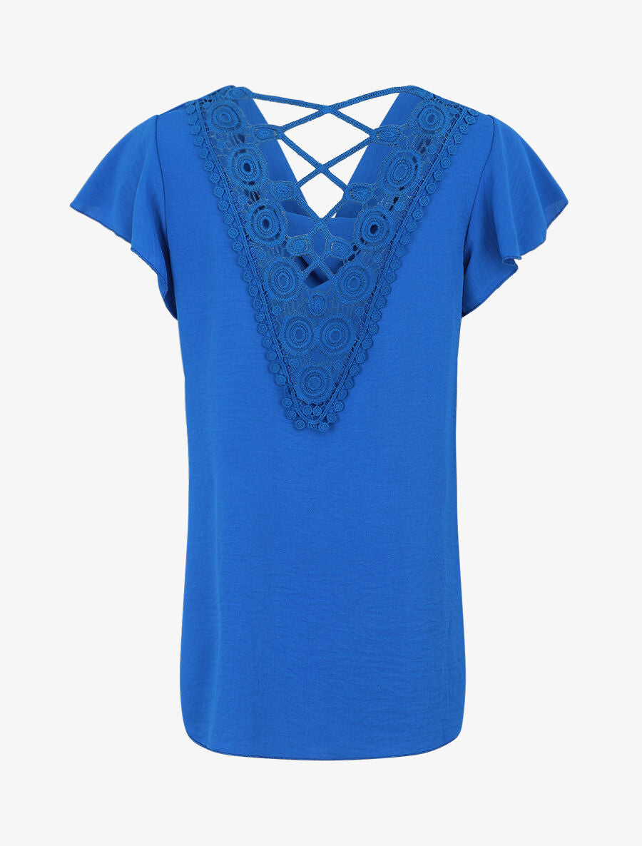 Top fluide à dos crochet - Bleu électrique - 2