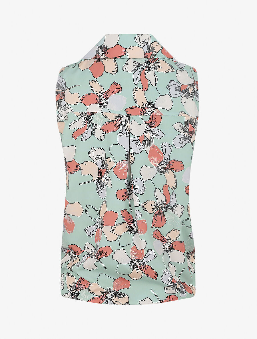Blouse sans manches à liens à nouer - Vert d&