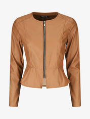 Veste zippée en simili - Camel - 6