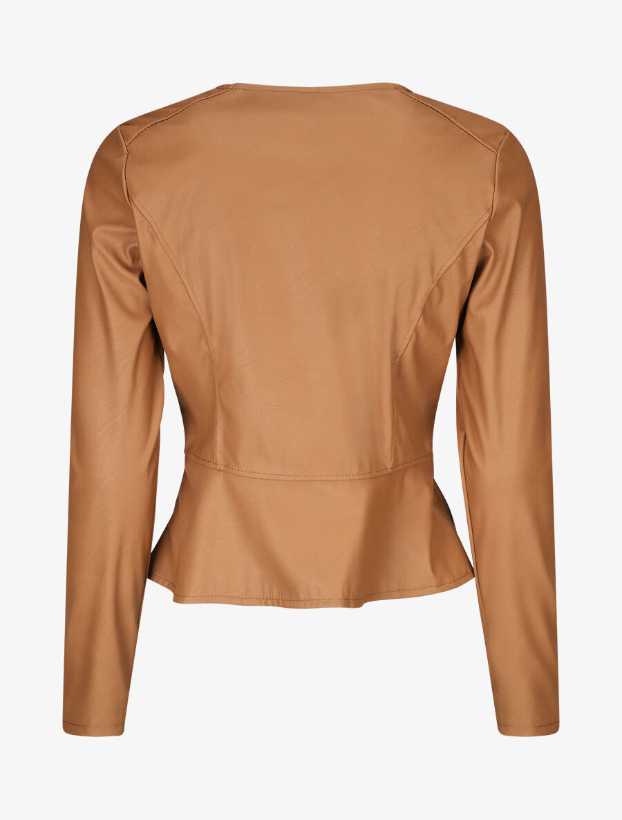 Veste zippée en simili - Camel - 2