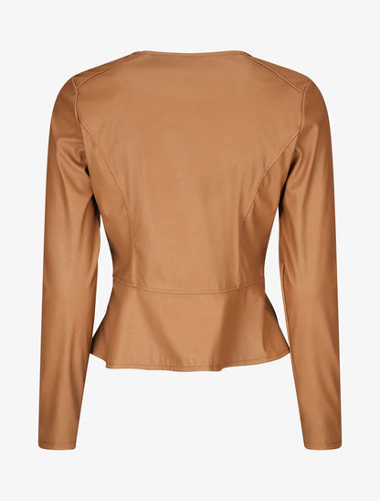 Veste zippée en simili - Camel - 2