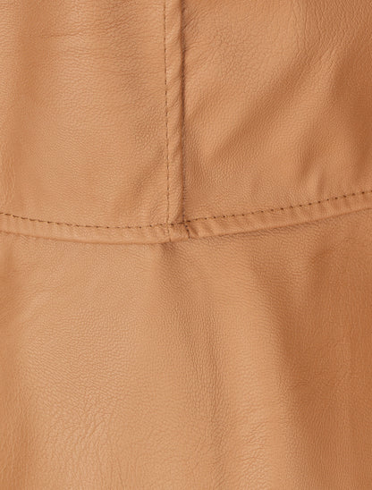 Veste zippée en simili - Camel - 3