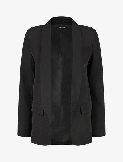 Blazer long à col châle - Noir - 1