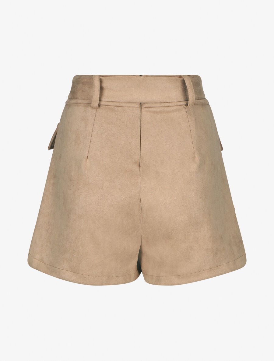 Jupe short en suédine - Camel - 2