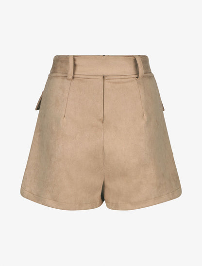 Jupe short en suédine - Camel - 2
