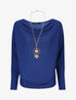 Pull uni à col bénitier et sautoir - Bleu électrique - 5