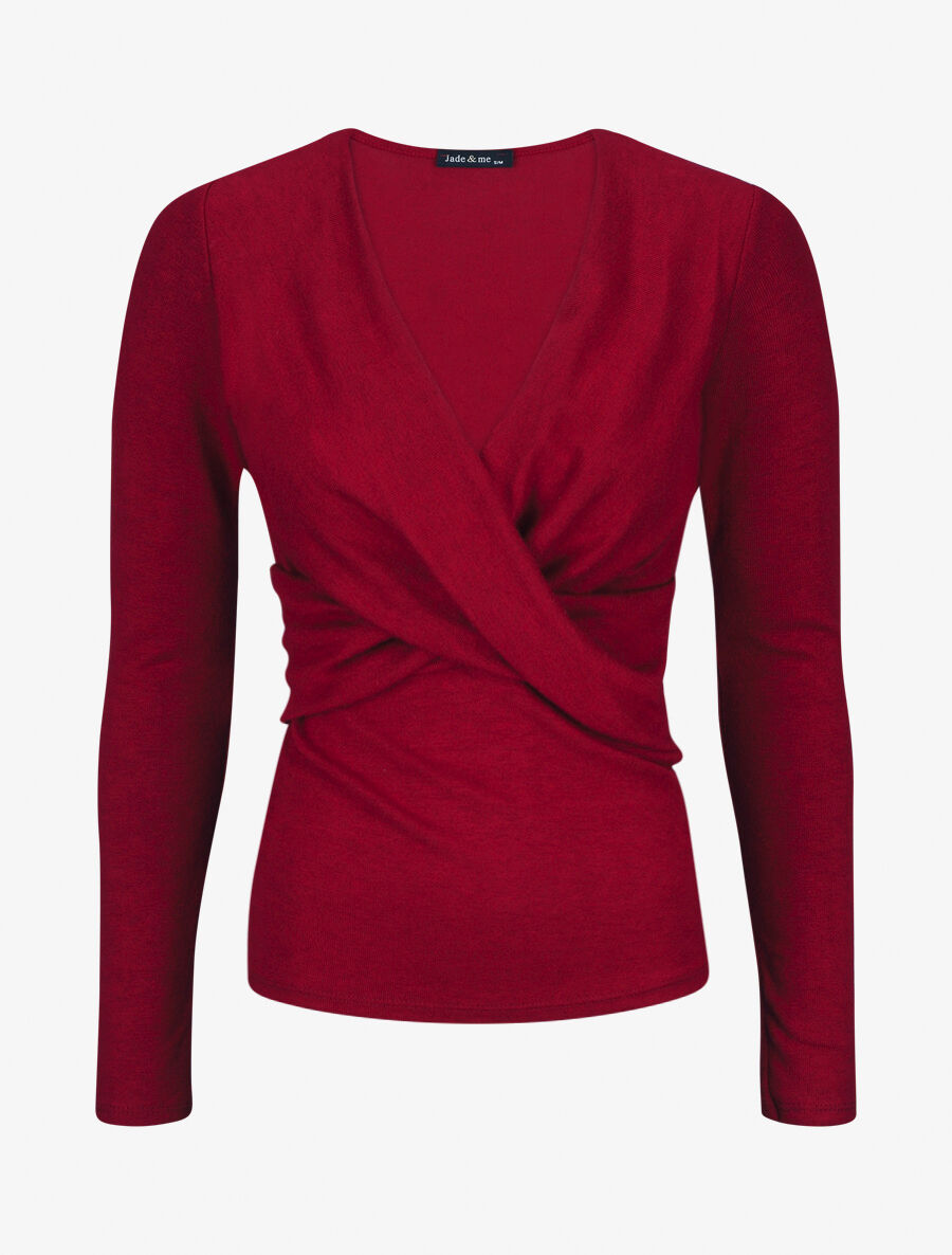 Pull droit cache-coeur - Bordeaux - 4