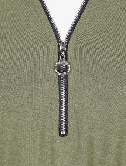 Robe droite avec ceinture stylisée - Kaki - 3