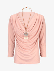 Top uni col bénitier - Rose - 5