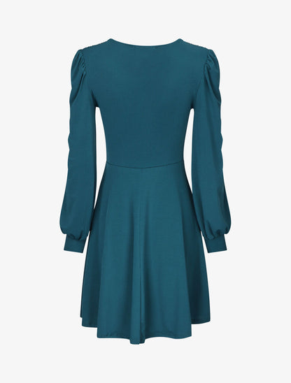 Robe patineuse à col cache-coeur - Bleu canard - 3