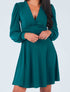 Robe patineuse à col cache-coeur - Bleu canard - 1