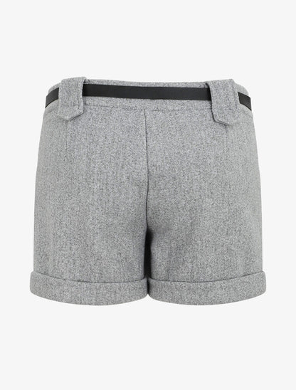 Short uni droit en laine mélangée - Gris - 2