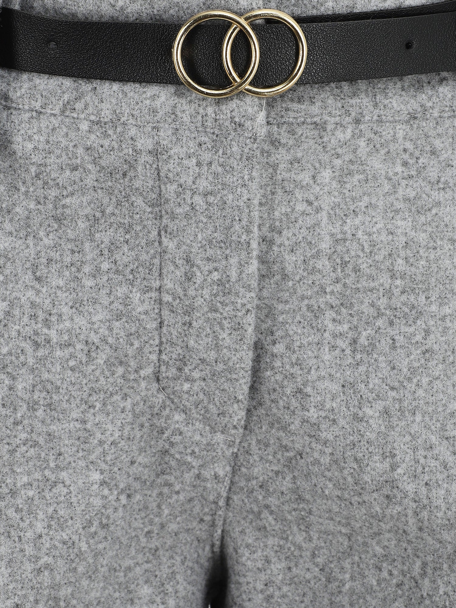Short uni droit en laine mélangée - Gris - 3